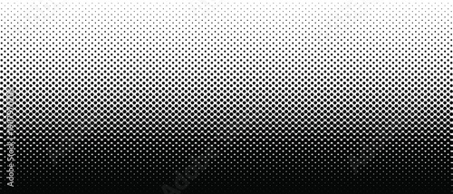 Halftone vector texture of gradient geometric black pentagons. Seamless pattern with a smooth transition. Abstract tech smooth transition for background and backdrop. Gradient transition lattice.
