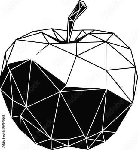 Black Apple Geometric Low Poly Art