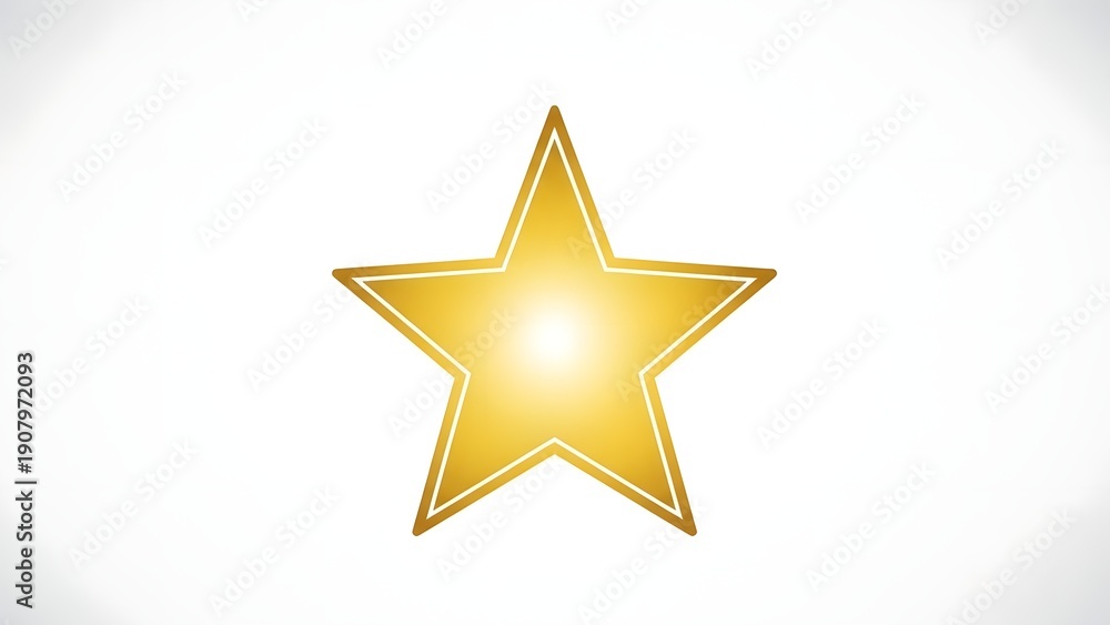 Fototapeta premium A bright golden star symbol with a gradient and a subtle glow, representing achievement, excellence, and success on a clean white background