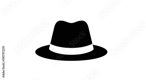 Black Fedora Hat Silhouette Icon
