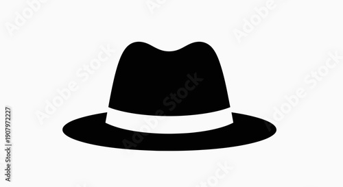 Black Fedora Hat Silhouette Icon