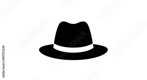 Black Fedora Hat Silhouette Icon