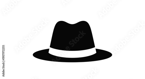 Black Fedora Hat Silhouette Icon