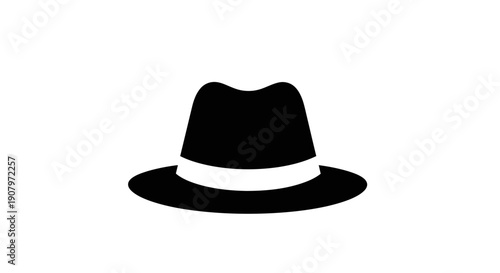 Black Fedora Hat Silhouette Icon