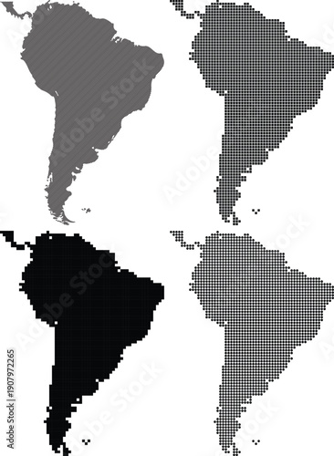South America Map Silhouette Collection
