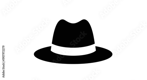 Black Fedora Hat Silhouette Icon