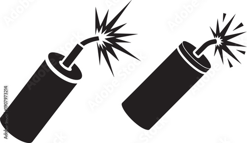 Silhouette of dynamite explosion warning dangerous bomb