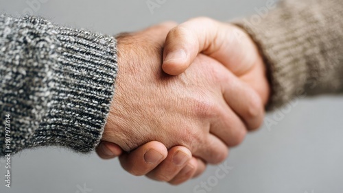 Two people shaking hands. Concept Handshake Moment, Professional Greeting, Business Collaboration, Formal Portrait, Workplace Trust