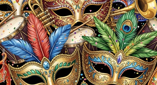 Vibrant Masks and Feathers for Carnival 1.