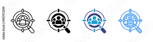 Target Audience icon set multiple style collection