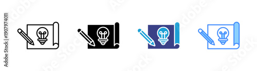 Sketching icon set multiple style collection