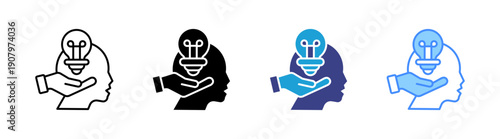 Cognitive icon set multiple style collection