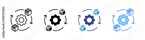 Production icon set multiple style collection