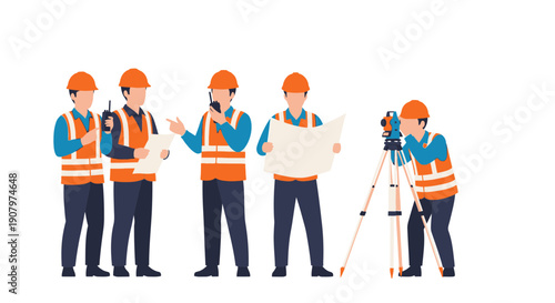 Engineering Team Construction Surveyors and Project Planning Meeting