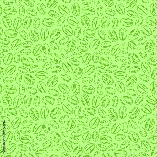 doodle pistachio pattern background for packaging. pistachio seed Seamless pattern Hand drawn sketch. Pistachio nuts pattern background. Vector doodle pistachio nuts seamless pattern background.