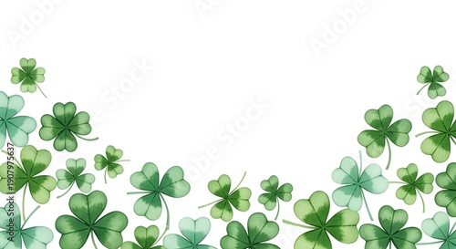 St patrick's day shamrocks border green four leaf clover illustration