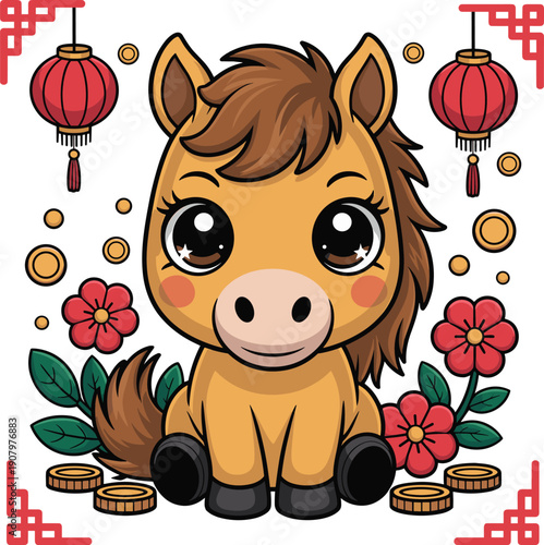 cute-chinese-new-year-horse-cartoon-illustration