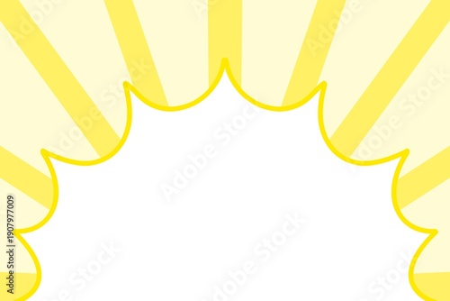 イエローの放射線状の背景と吹き出しの素材