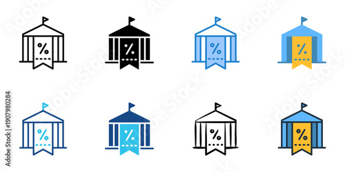 Tax Agency icons set multiple style collection. Editable stroke 
