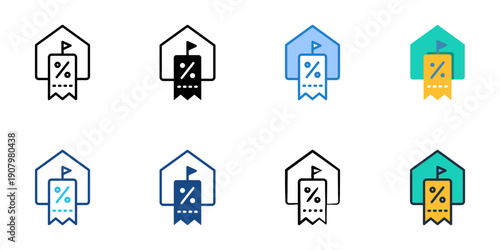 Estate Tax icons set multiple style collection. Editable stroke 
