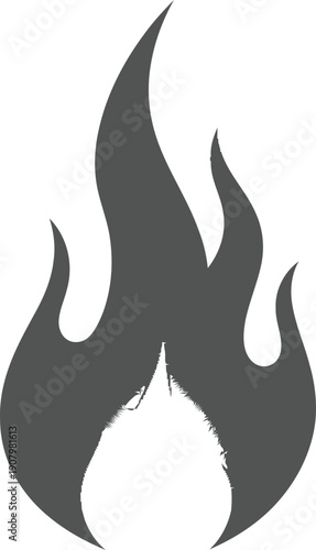 Gray Flame on White Background