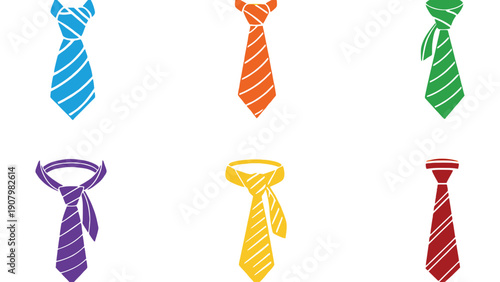 A collection of six colorful ties arranged in two rows on a white background.