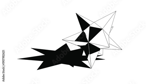 Geometric Cat Face with Triangles on White Background