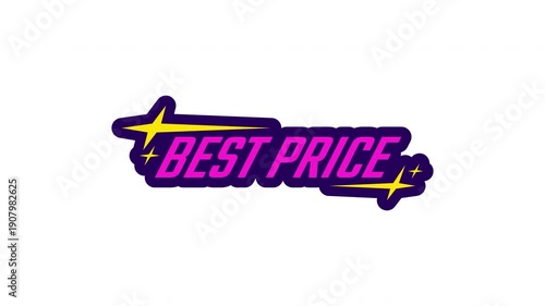 Retro pop best price sticker animated loop. Discount deal. Shopping promo y2k. Highlight sales. Catchy ad. Badge label animation. Social media reels overlay. 4K video element. Playful motion graphic