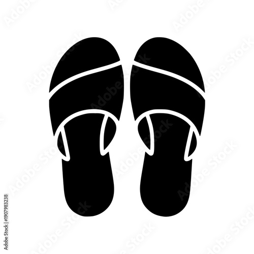 black flip flops icon, sandals symbol, toe shoe illustration isolated PNG with Transparent Background