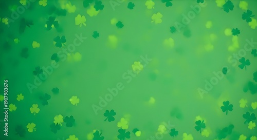 St patrick's day green shamrock background with clover leaves