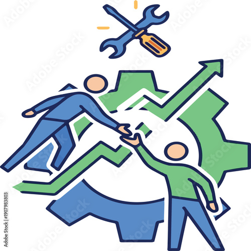 Create on Teamwork Glyph Icon, Teamwork and Support Engineering Service and Repair.