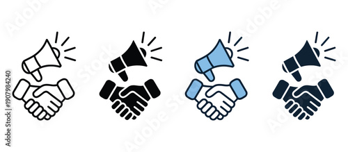 Affiliate marketing icon set multiple style collection, including line, solid, outline, and filled icons, ideal for digital marketing