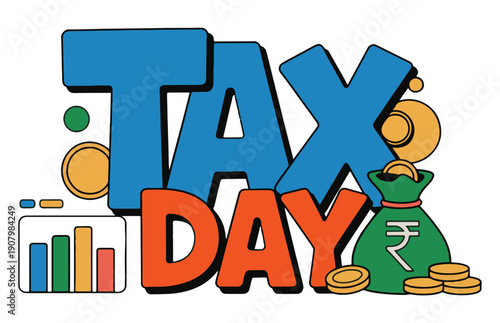 Tax Day India Rupees Money Bag Coins