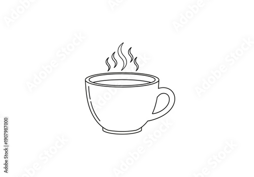 Steaming cup illustration with rising vapors on a simple background viewed from the front