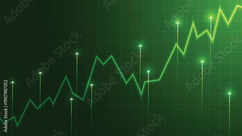Arrow up forward and graph chart stock market investment growth technology background.