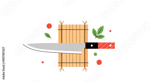 Chef knife and bamboo display vector