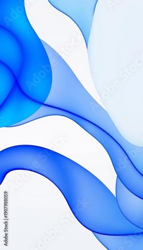 Wallpaper Mural Abstract flowing blue shapes evoking calm and creativity,  bright blue,  gentle Torontodigital.ca
