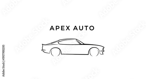 Simple Line Drawing of Sports Car.
