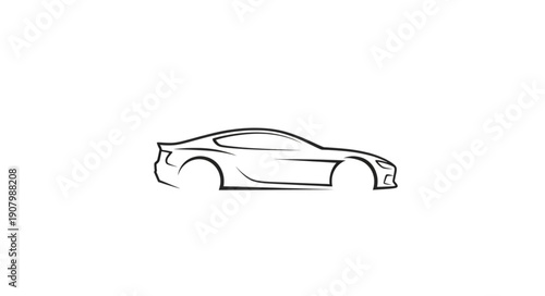 Simple Line Drawing of Sports Car.