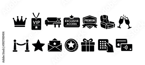 Collection of premium and exclusive access icons representing luxury and VIP experiences