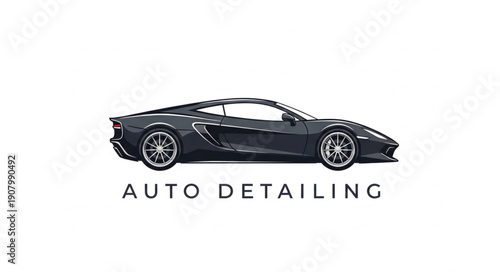Sleek Black Sports Car Silhouette for Auto Detailing Services.
