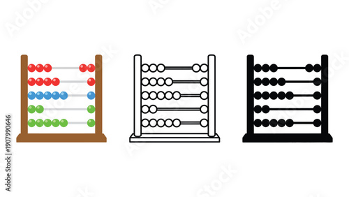 Three abacuses are shown in different styles: color, outline, and silhouette.