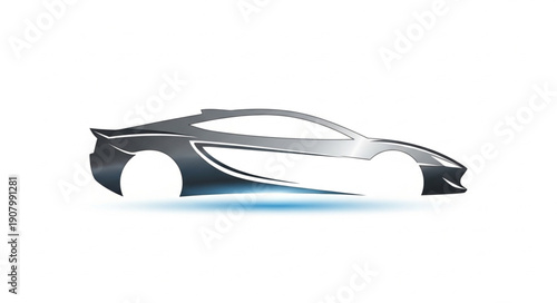 Sleek Black Sports Car Side View.