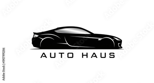 Sleek Black Sports Car Silhouette Auto Haus Logo.