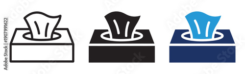 Tissue Box Icon set – Hygiene and Household Vector Illustration. Tissue Paper Box Icon. 