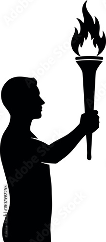 Torch Bearer Silhouette Vector Icon of Leadership Art Adobe Illustrator Artwork
