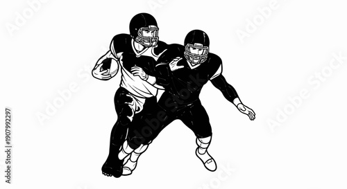 Two football players in action on a white background