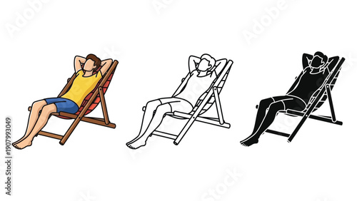 Person relaxing in a deck chair on a sunny day.