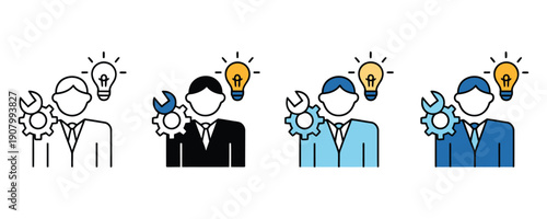 Capability icon set multiple style collection, vector icons representing competencies