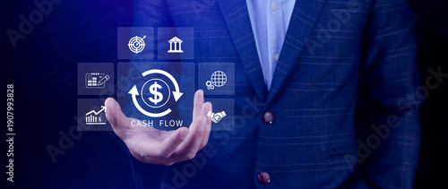 Photos Cash Flow and Financial Analysis icons Concept
